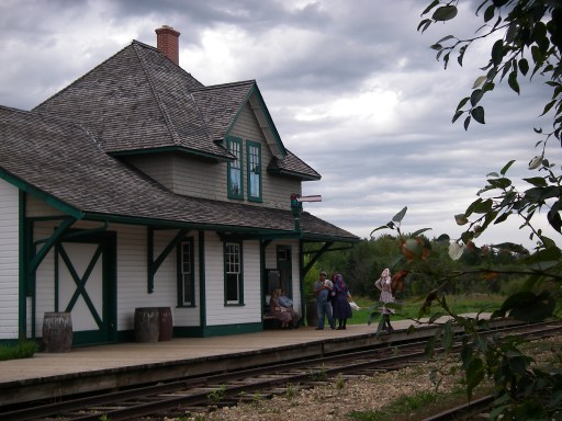 The "villagers" gather at the end of their work day. Photo credit: Daina Zilans
